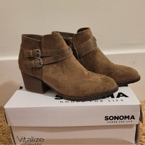 Sonoma Women's Brown Ankle Booties with Buckle Detail